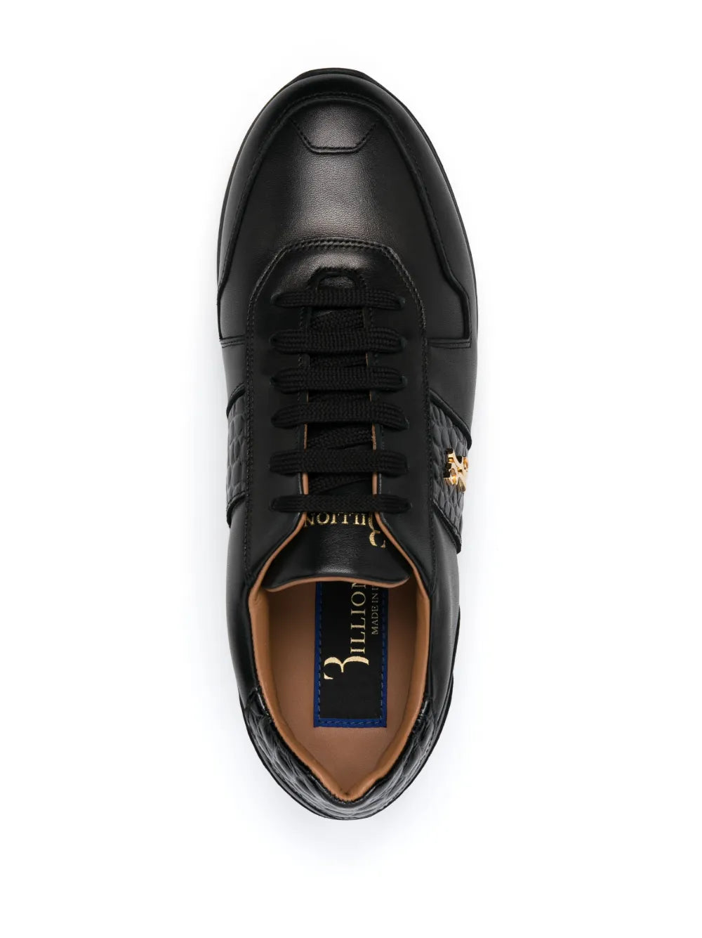 Billionaire Crocodile-Effect Logo-Plaque Leather Sneakers