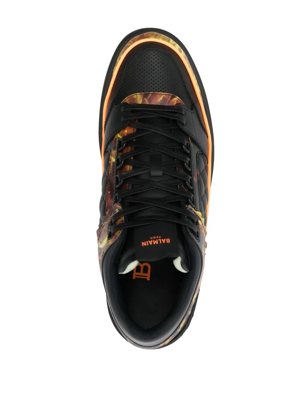 Balmain B-Court Flame-Print Leather Sneakers