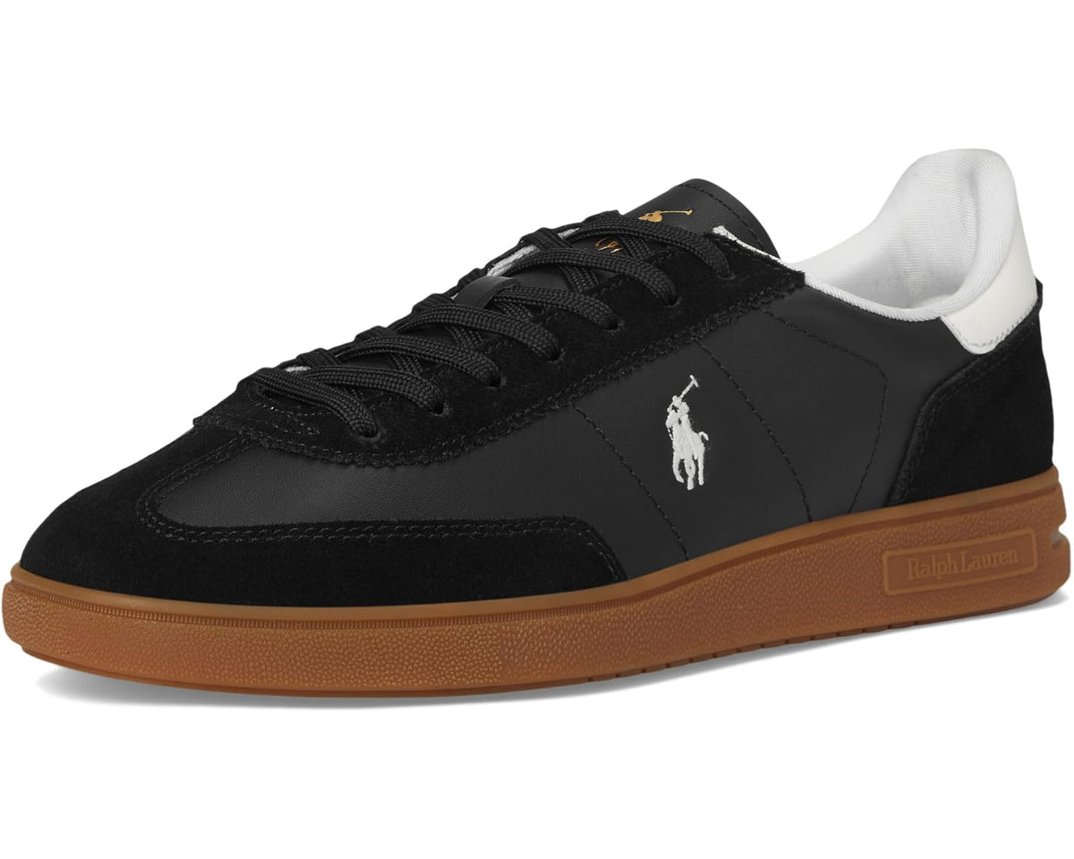 Men's Polo Ralph Lauren Bedford Leather-Suede Sneakers Black/White