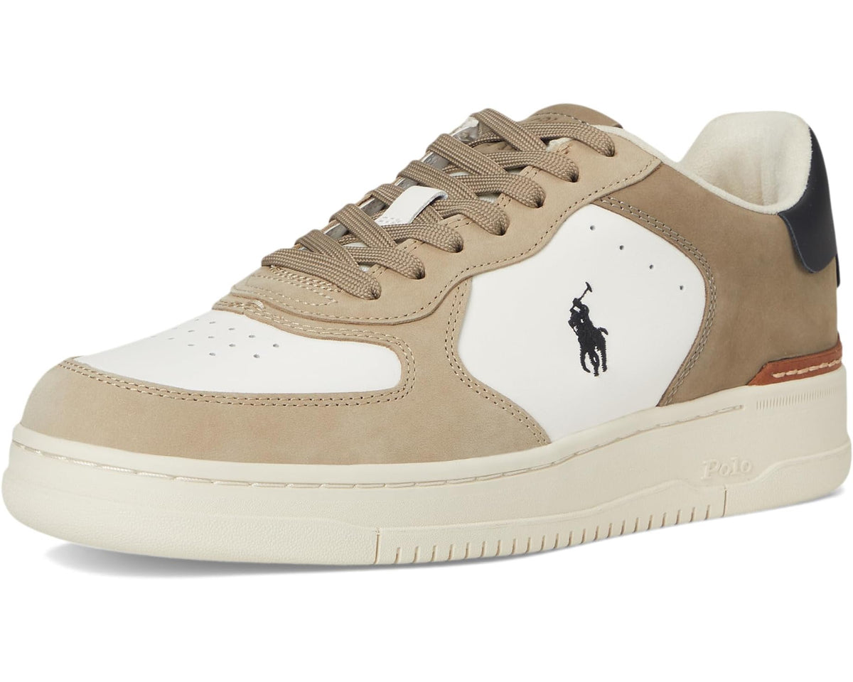 Men's Polo Ralph Lauren Masters Court Nubuck & Leather Sneakers Deckwash White/Tonal Milkshake