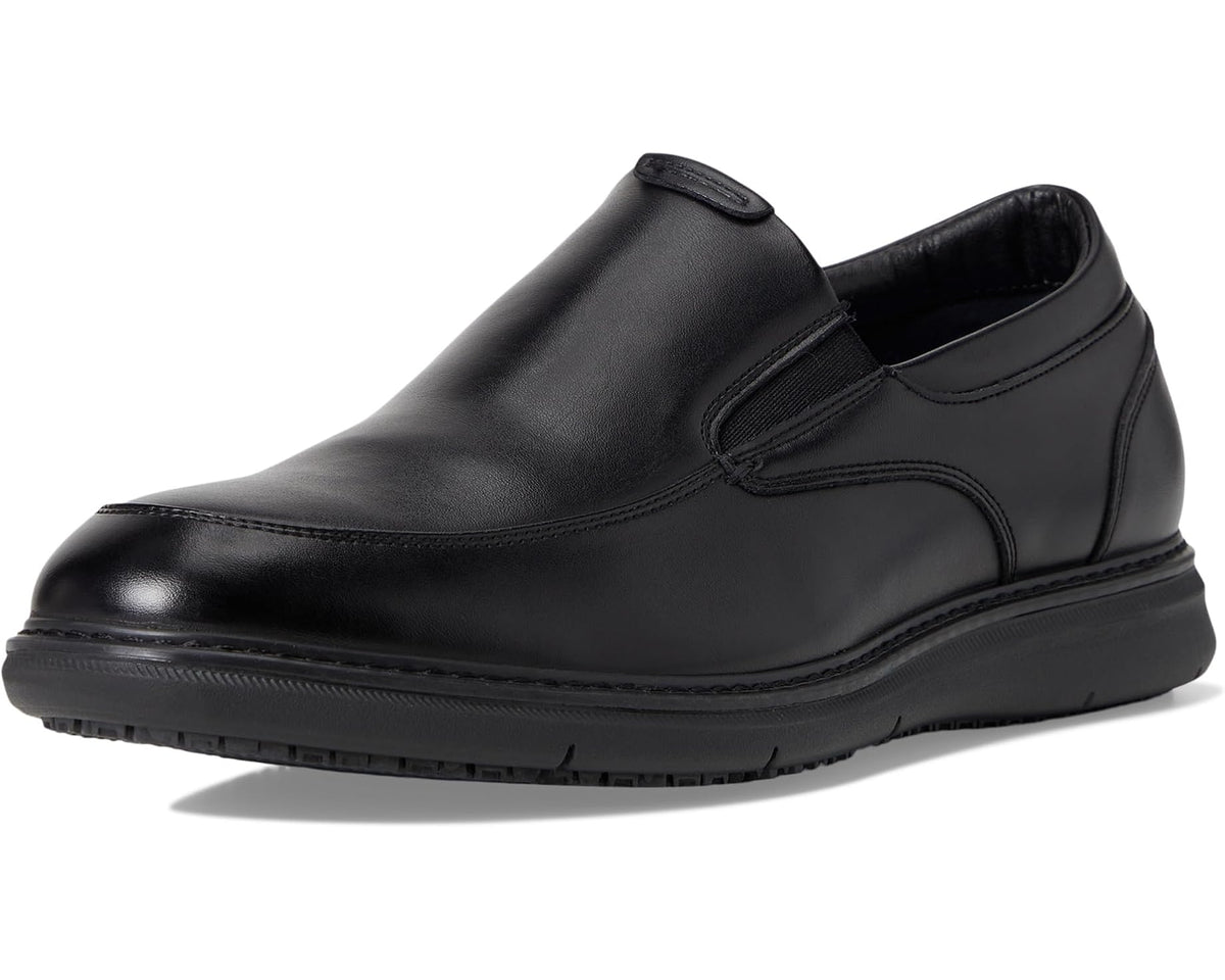 Men's Nunn Bush Chase Slip Resistant Work Slip-On for Restaurant Food Service & Hospitality Black