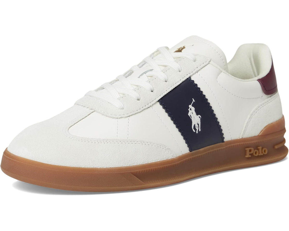 Men's Polo Ralph Lauren Heritage Aera Leather-Suede Sneakers Bianco/Navy/Wine 1