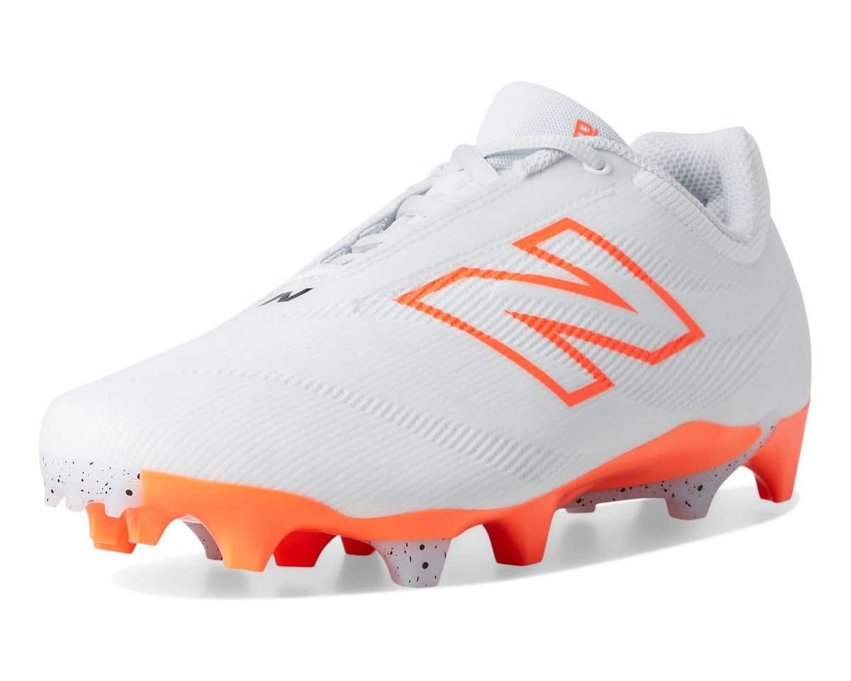 Men's New Balance BurnX4 Lacrosse Cleats White/Hot Mango/Ice Blue