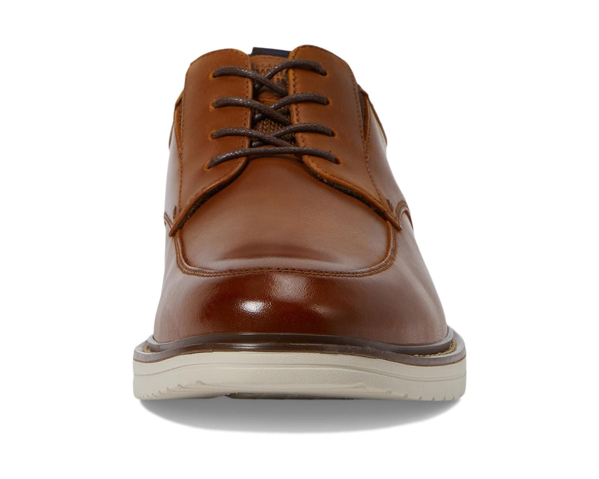 Men's Nunn Bush Griff Moccasin Toe Oxford Lightweight and Comfortable for All Occasions Leather Lace Up Cognac