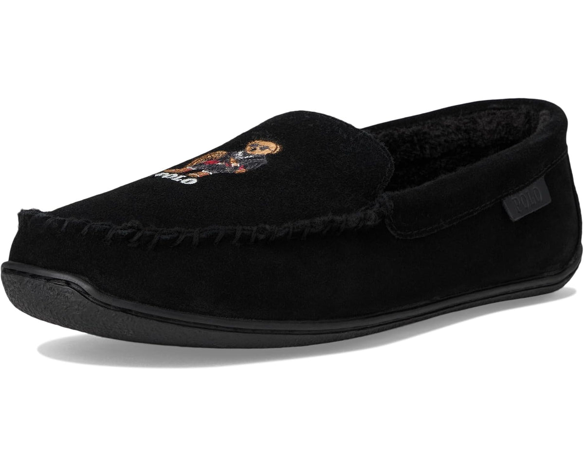 Men's Polo Ralph Lauren Brenan Bear Moc Slipper Suede/Holidybear Black
