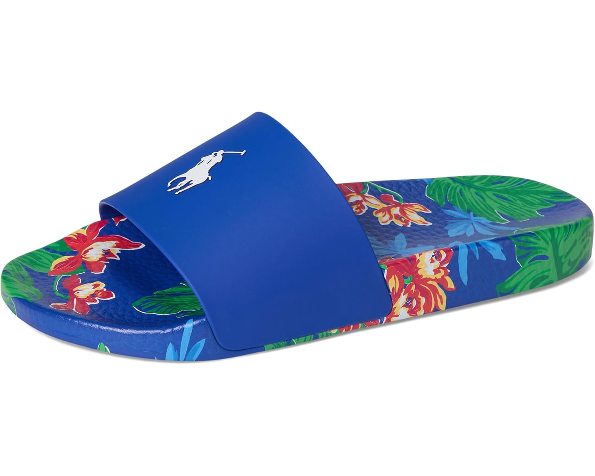 Men's Polo Ralph Lauren Floral-Print Slides Tropical Royal