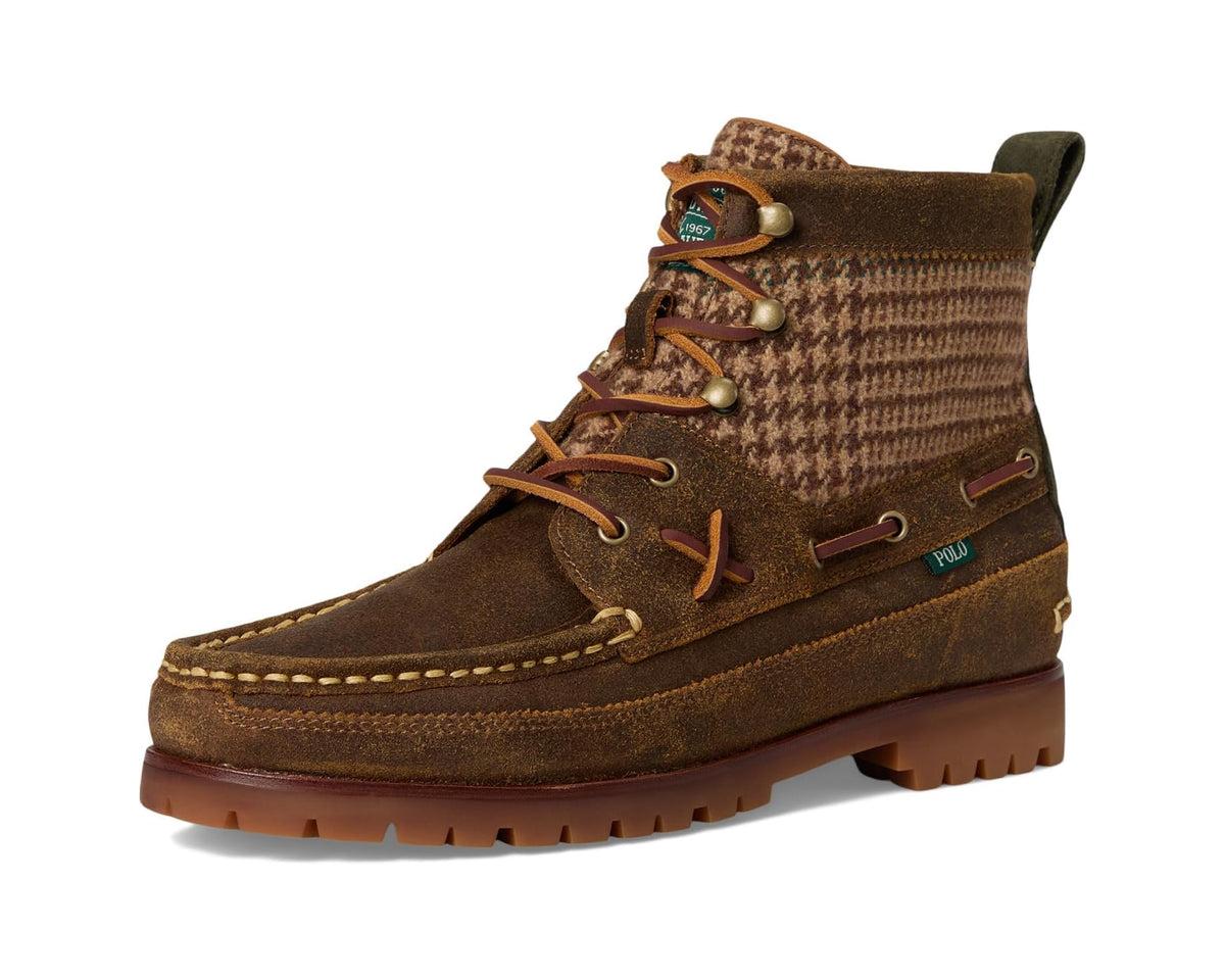 Men's Polo Ralph Lauren Ranger Mid Suede & Wool Tweed Boots Tweed Colorblock