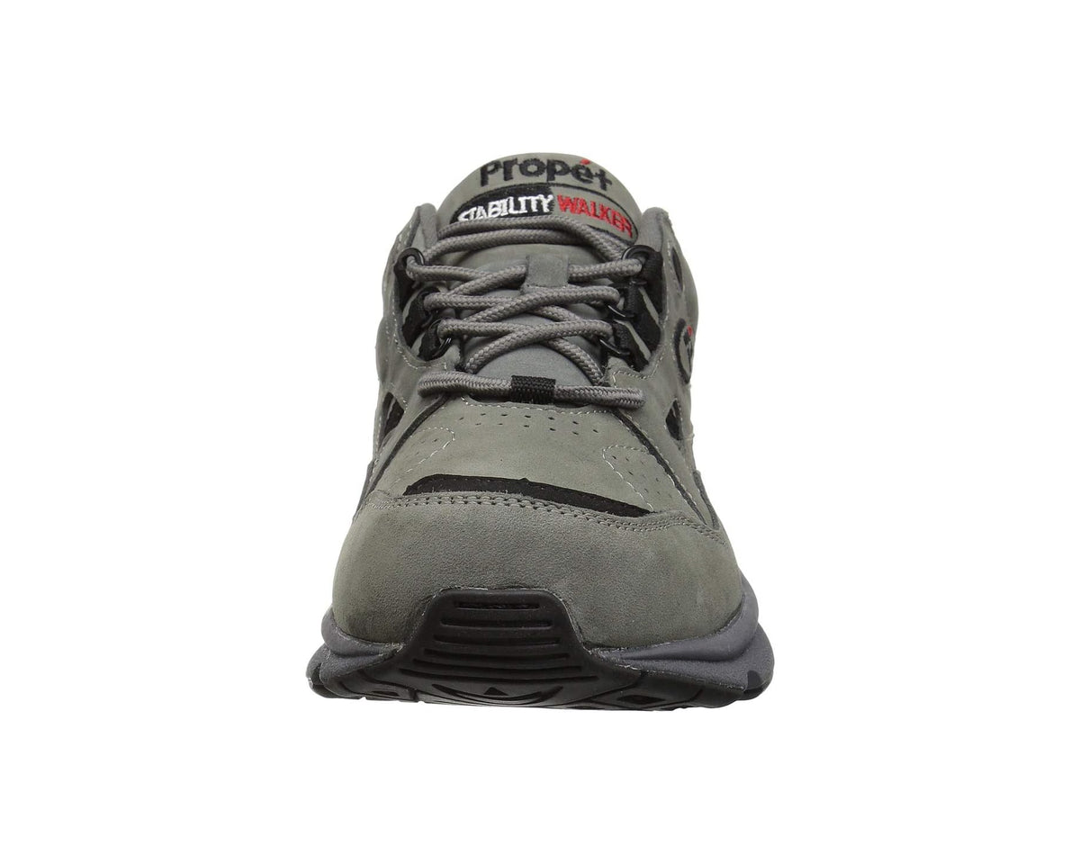 Men's Propet Stability Walker Medicare/HCPCS Code = A5500 Diabetic Shoe Grey/Black Nubuck