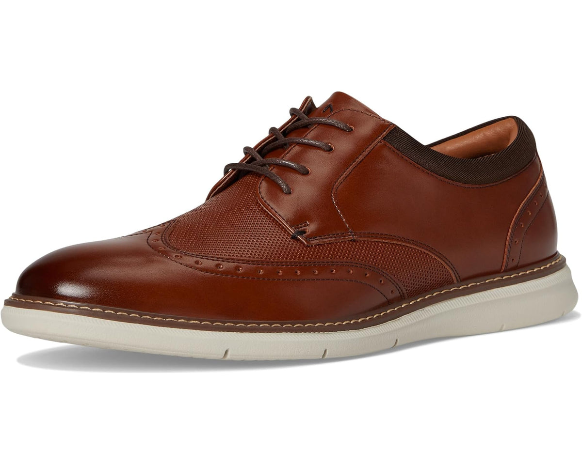 Men's Nunn Bush Chase 2.0 Wingtip Oxford Casual Contemporary Lace Up Cognac
