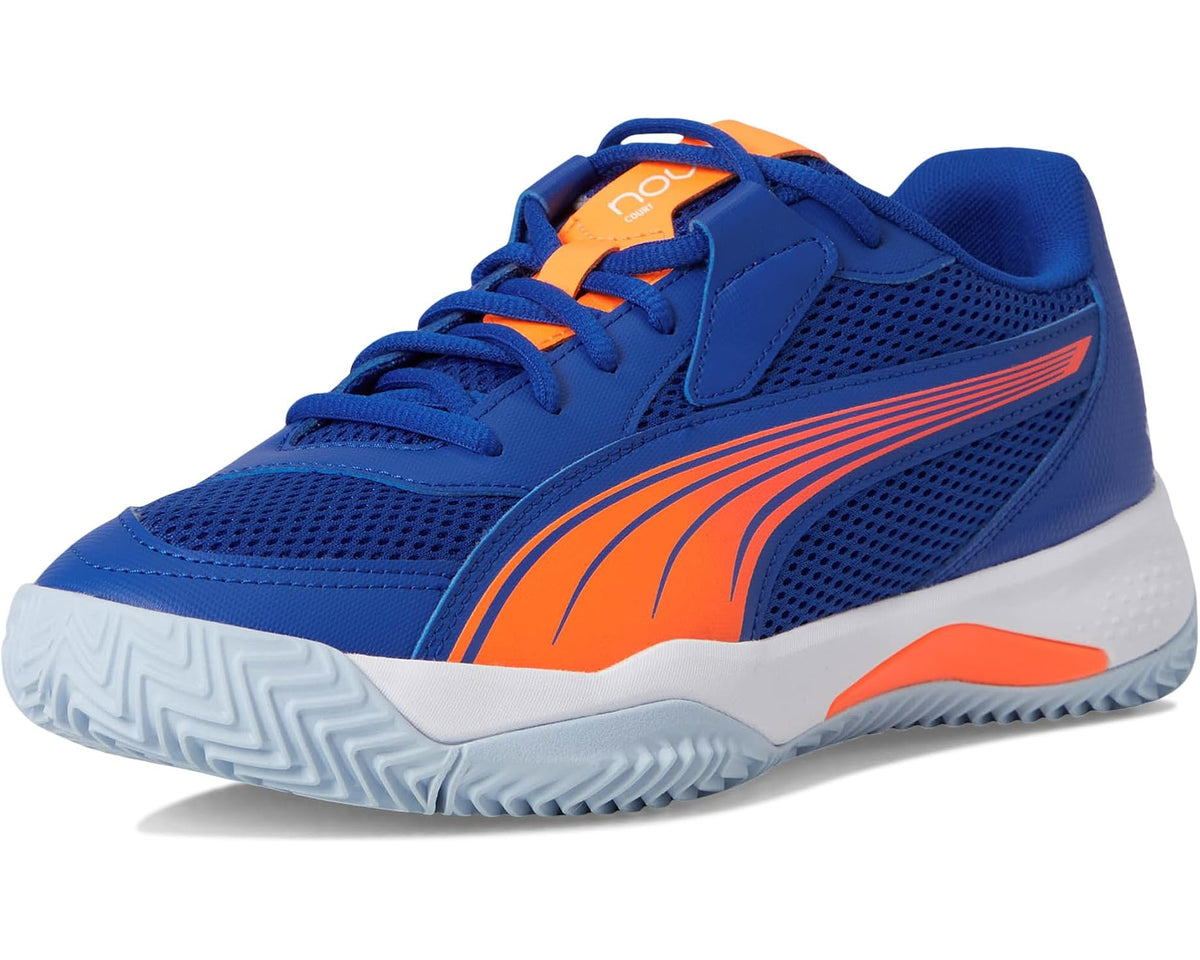 Men's PUMA Nova Court Pickleball Shoes Vivid Blue/Heat Fire/White/Glowing Red
