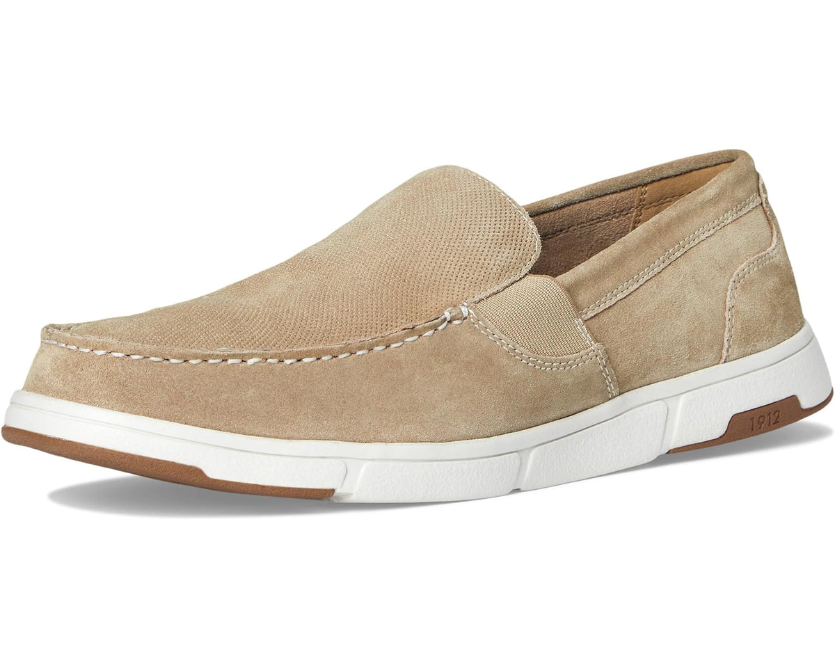 Men's Nunn Bush Luca Moccasin Toe Venetian Suede Slip-On Lightweight Comfortable Loafers Stone