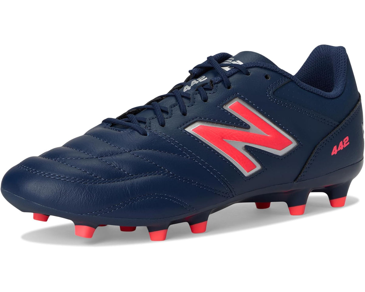 Men's New Balance 442 Team FG V2 Soccer Cleats NB Navy/Silver/Energy Red