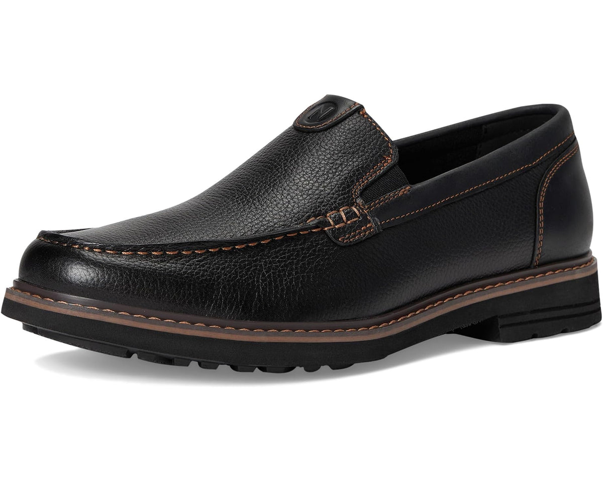 Men's Nunn Bush Owen II Moc Toe Venetian Loafer Lightweight and Comfortable Slip-On Black