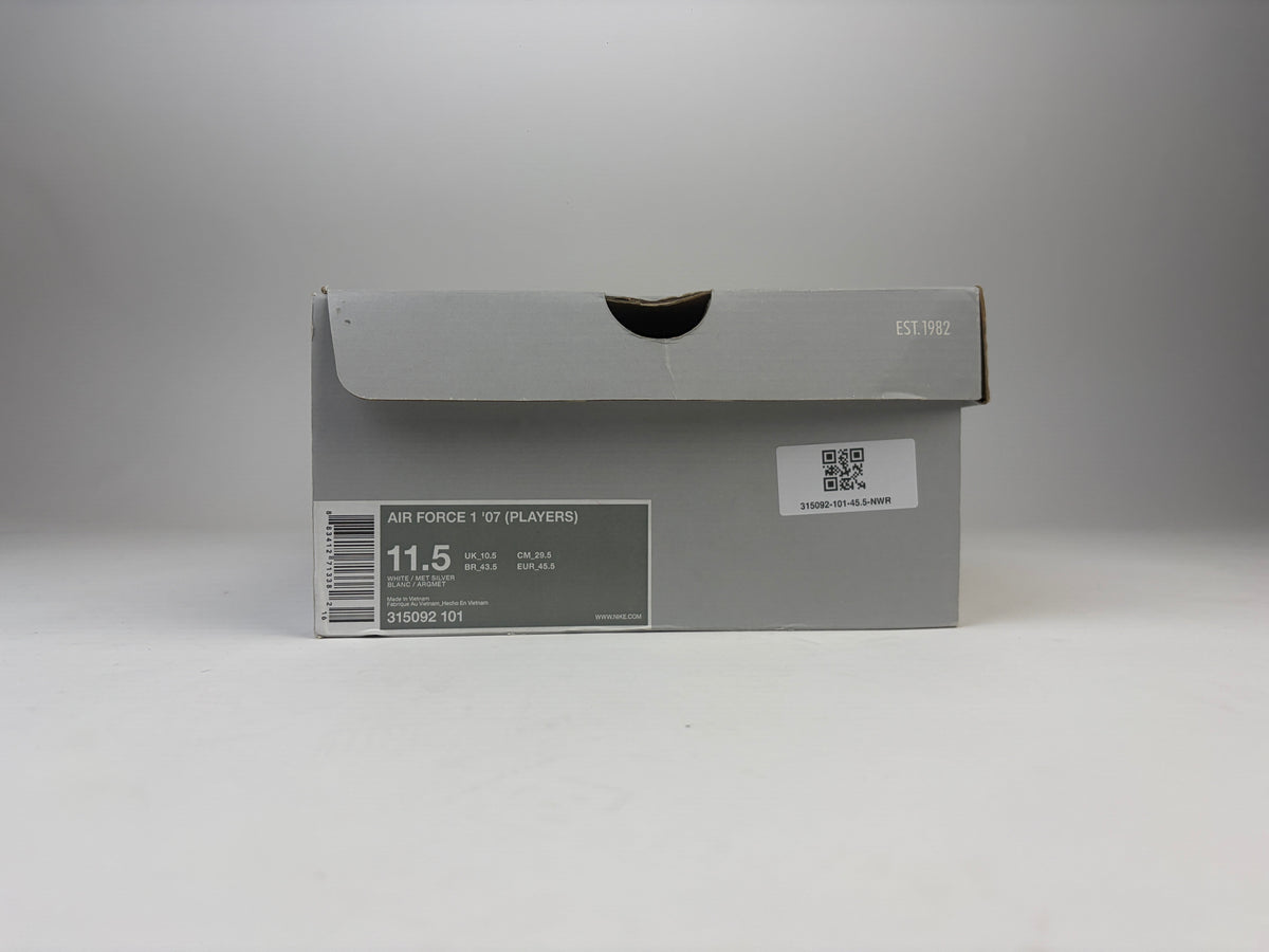 Nike Air Force 1 Low Players 'White Silver' - Size 45.5 (ARCHIVE)