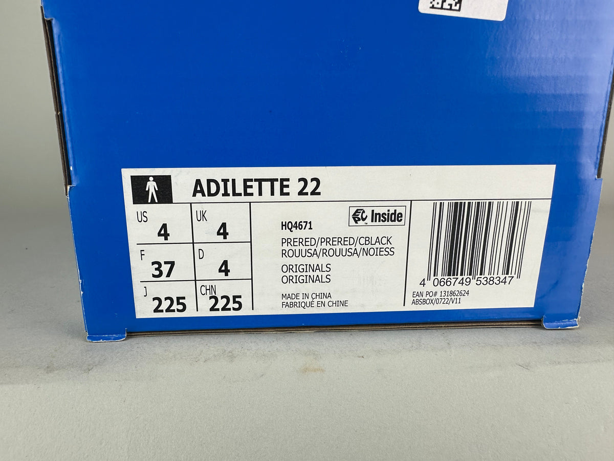 Adidas Adilette 22 Slides 'Preloved Red' - Size 37 (ARCHIVE)