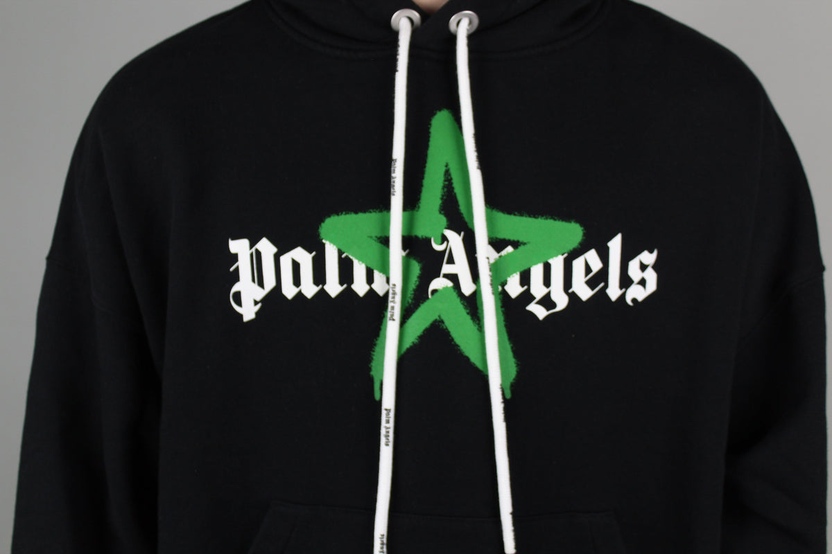 Palm Angels Star Sprayed Hoodie 'Black/Green'