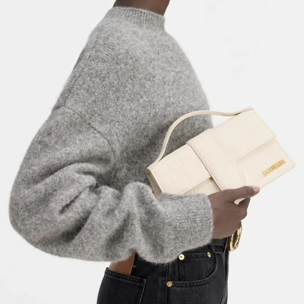 Jacquemus Le Grand Bambino 'Light Ivory Croco'