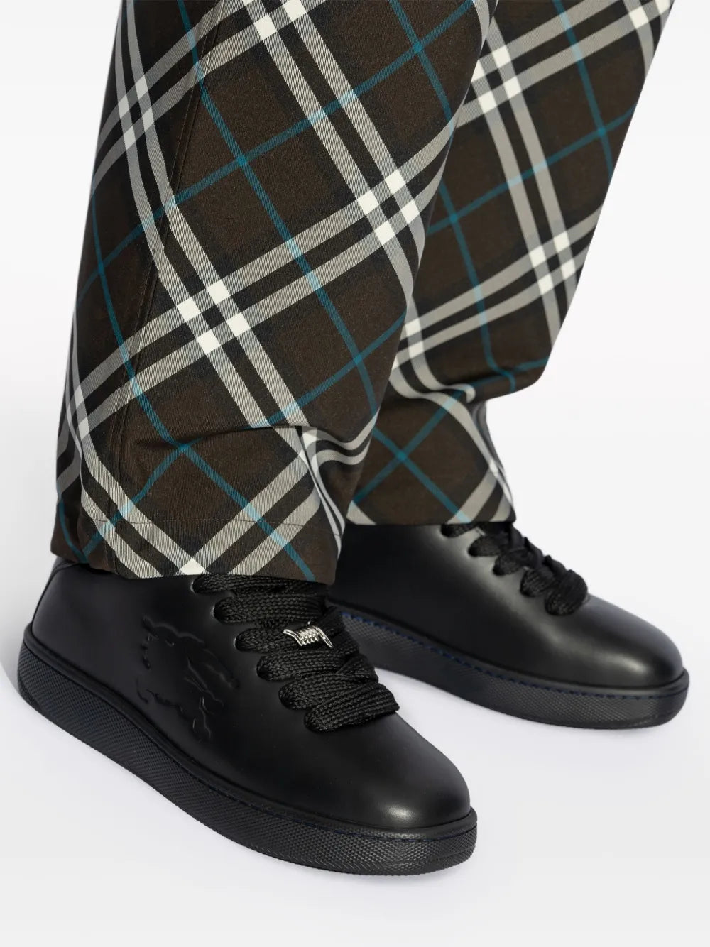Burberry Twisted Metal Detail Leather Sneakers
