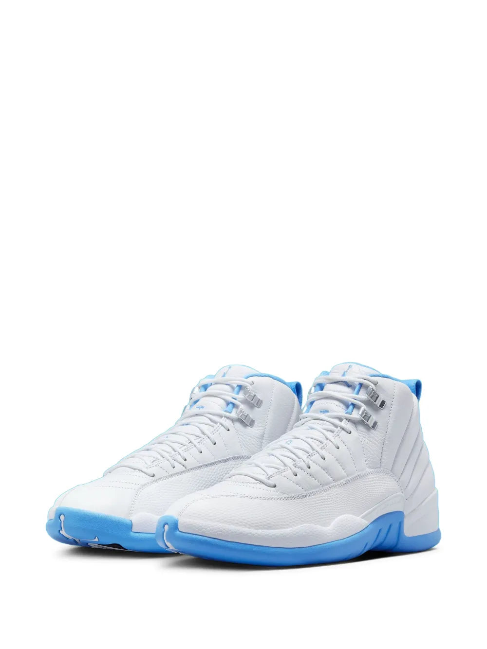 Air Jordan 12 Melo - White/University Blue/Metallic Silver Sneakers