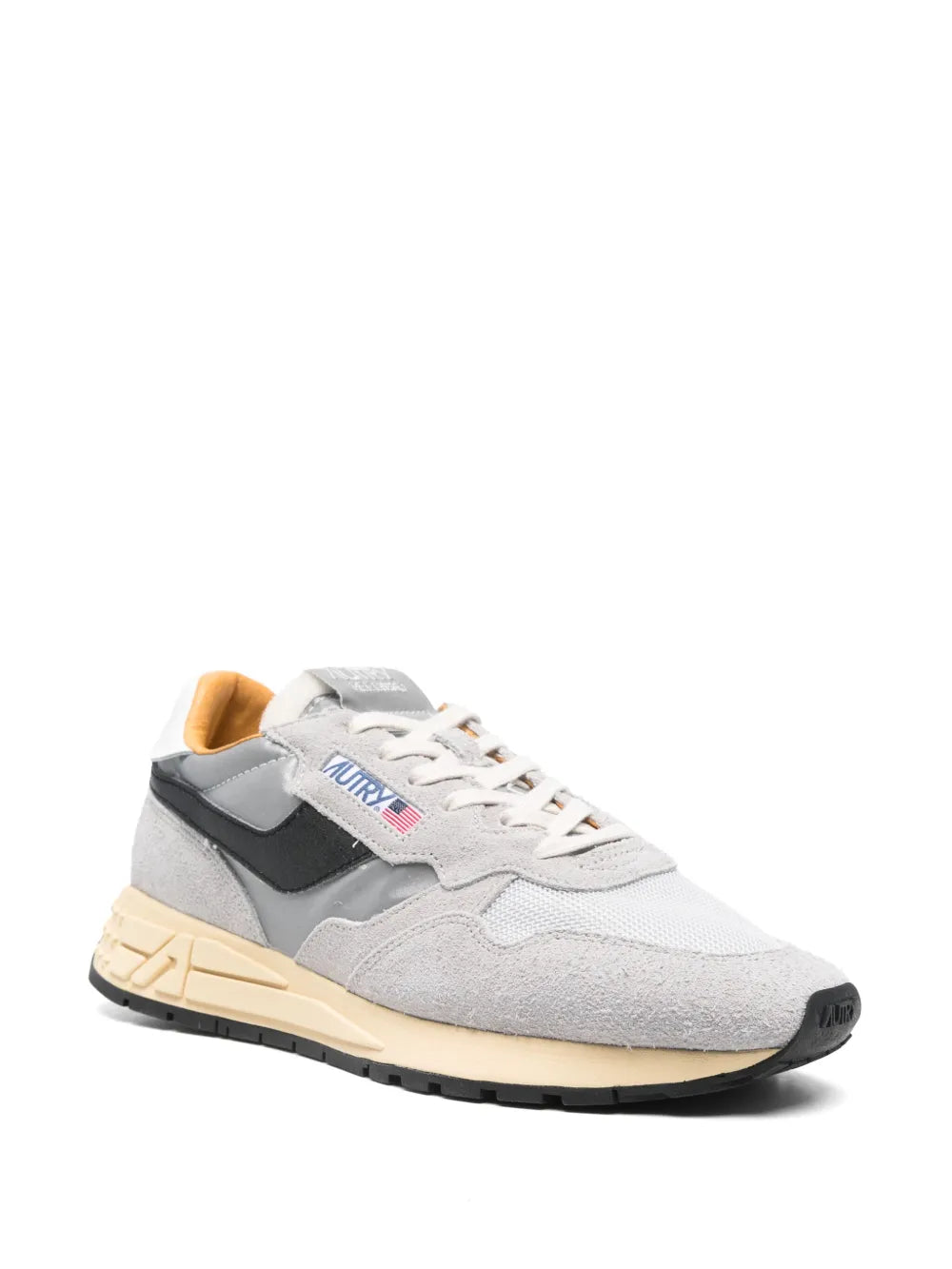 Autry Reelwind Low Sand Cracked Leather And Nylon Sneakers