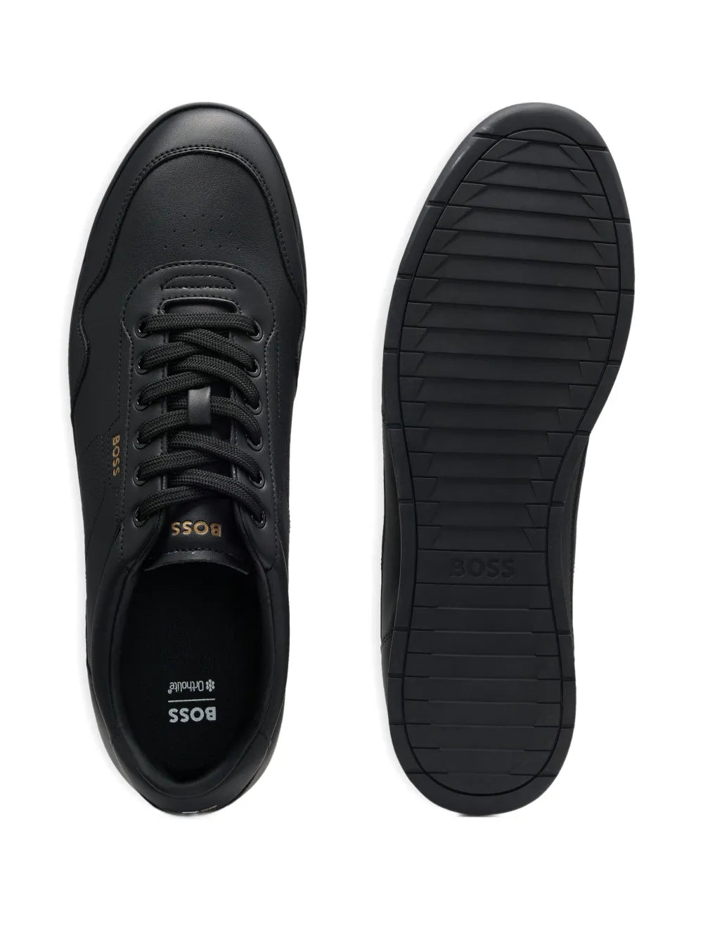 Boss Logo-Stamp Leather Sneakers