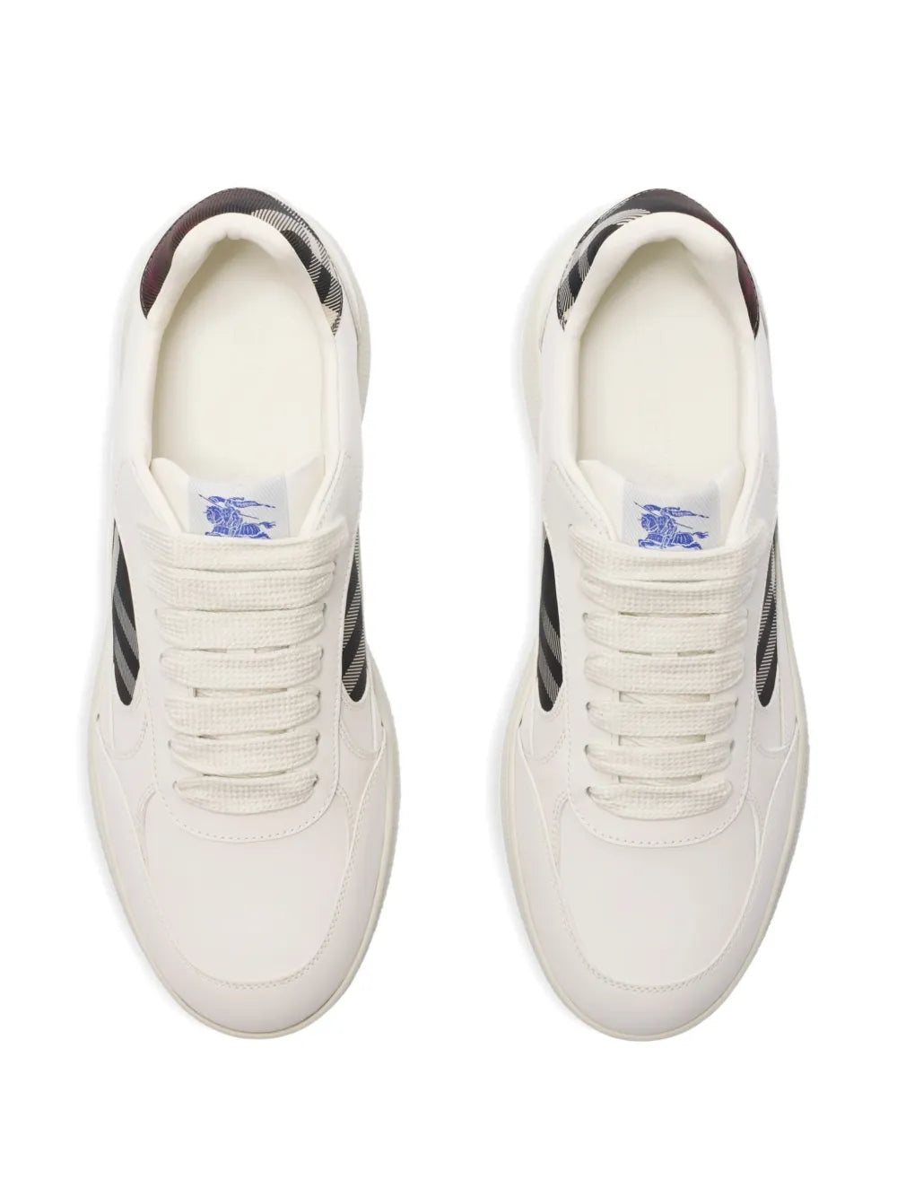 Burberry Terrace Check-Panel Leather Sneakers