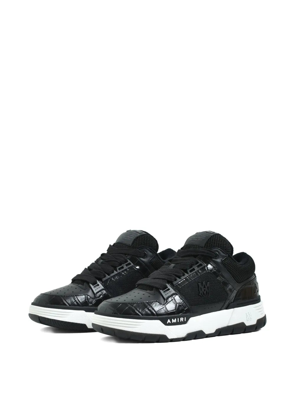 Amiri Crocodile-Effect Mesh Lace-Up Sneakers