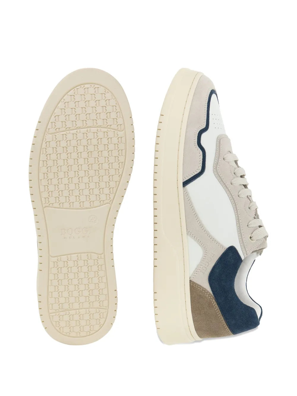 Boggi Milano Journey Suede-Panels Leather Sneakers