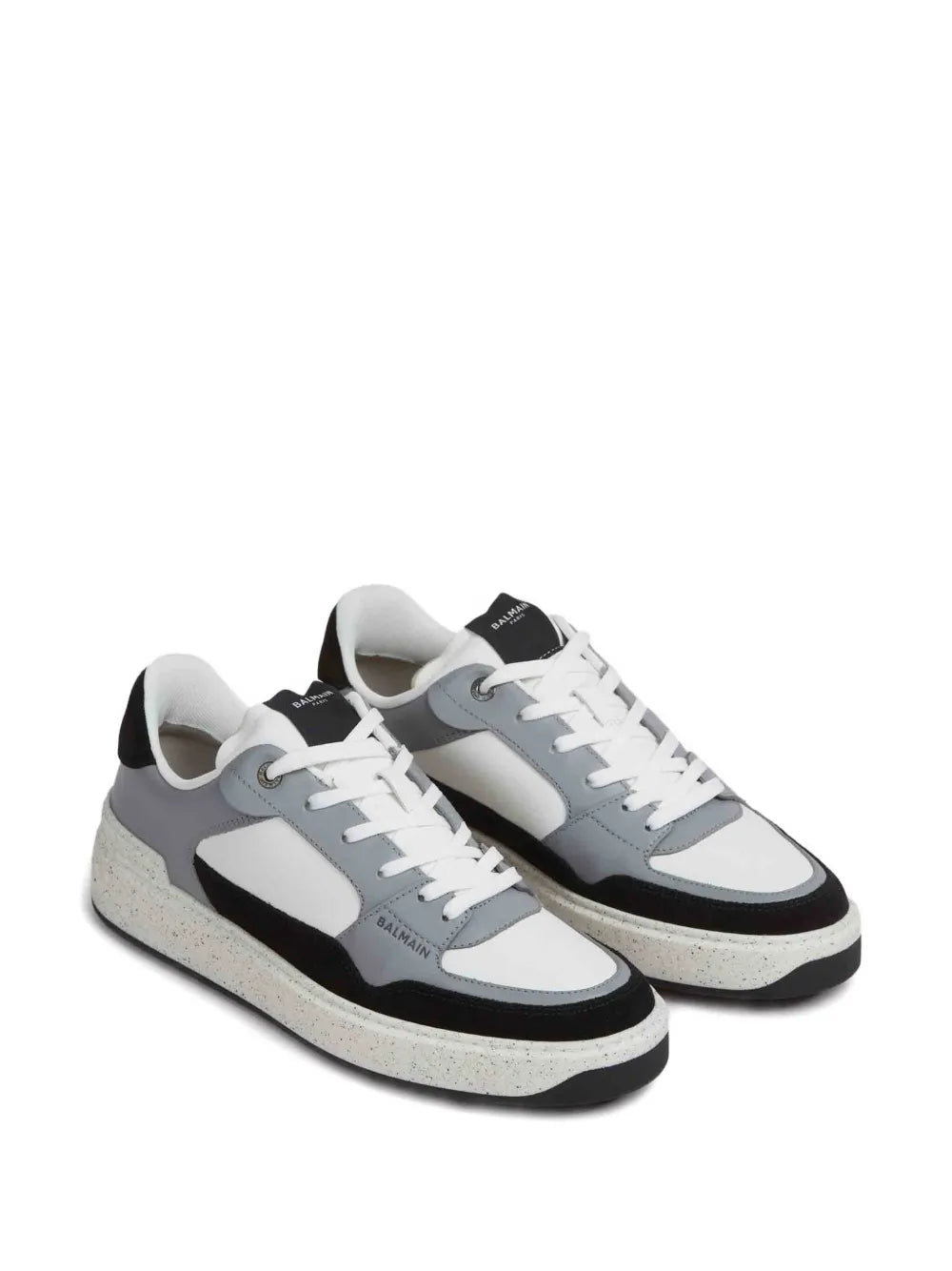 Balmain B-Court Flip Panelled Leather Sneakers
