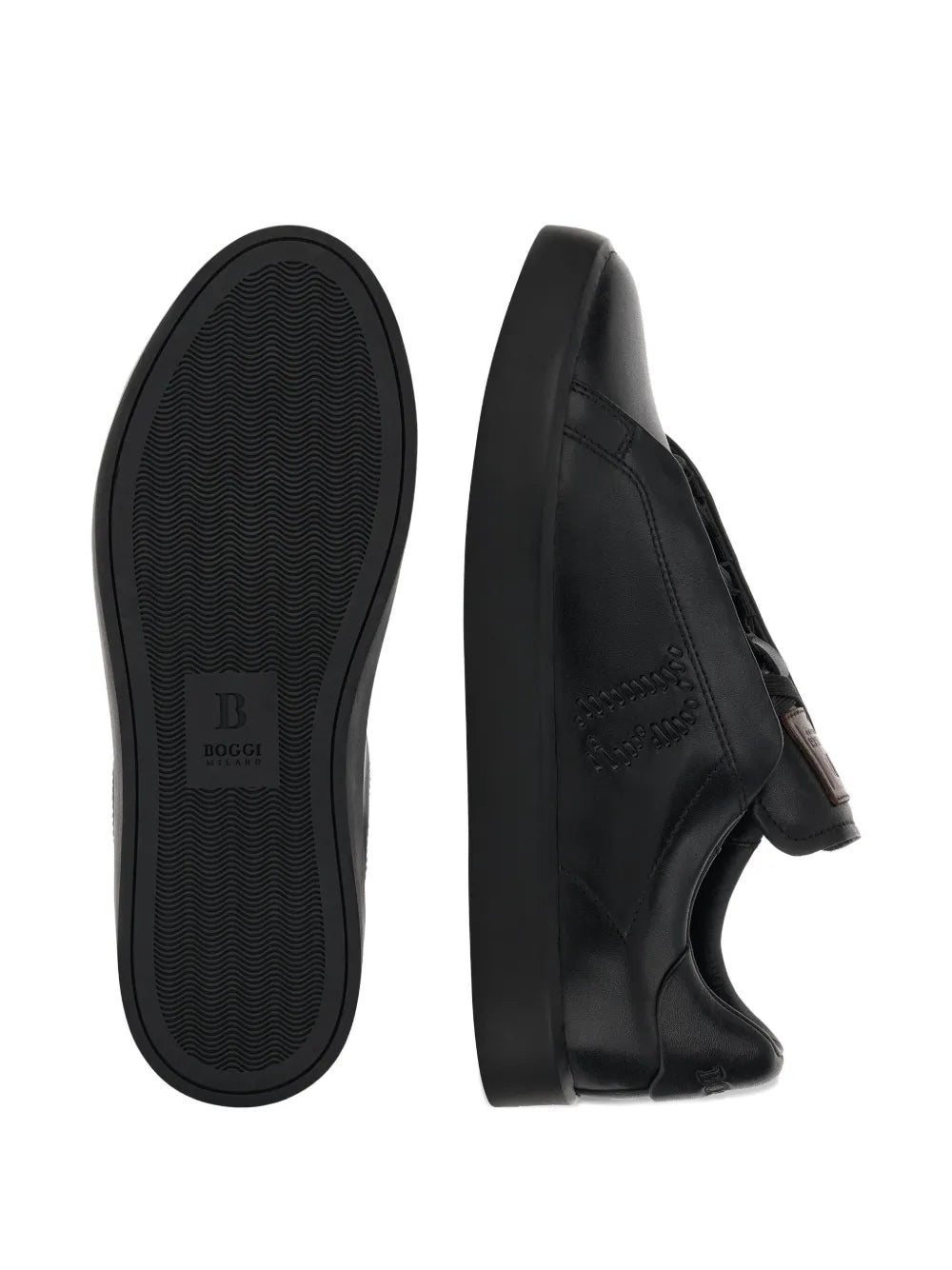 Boggi Milano Embroidered Logo Leather Sneakers