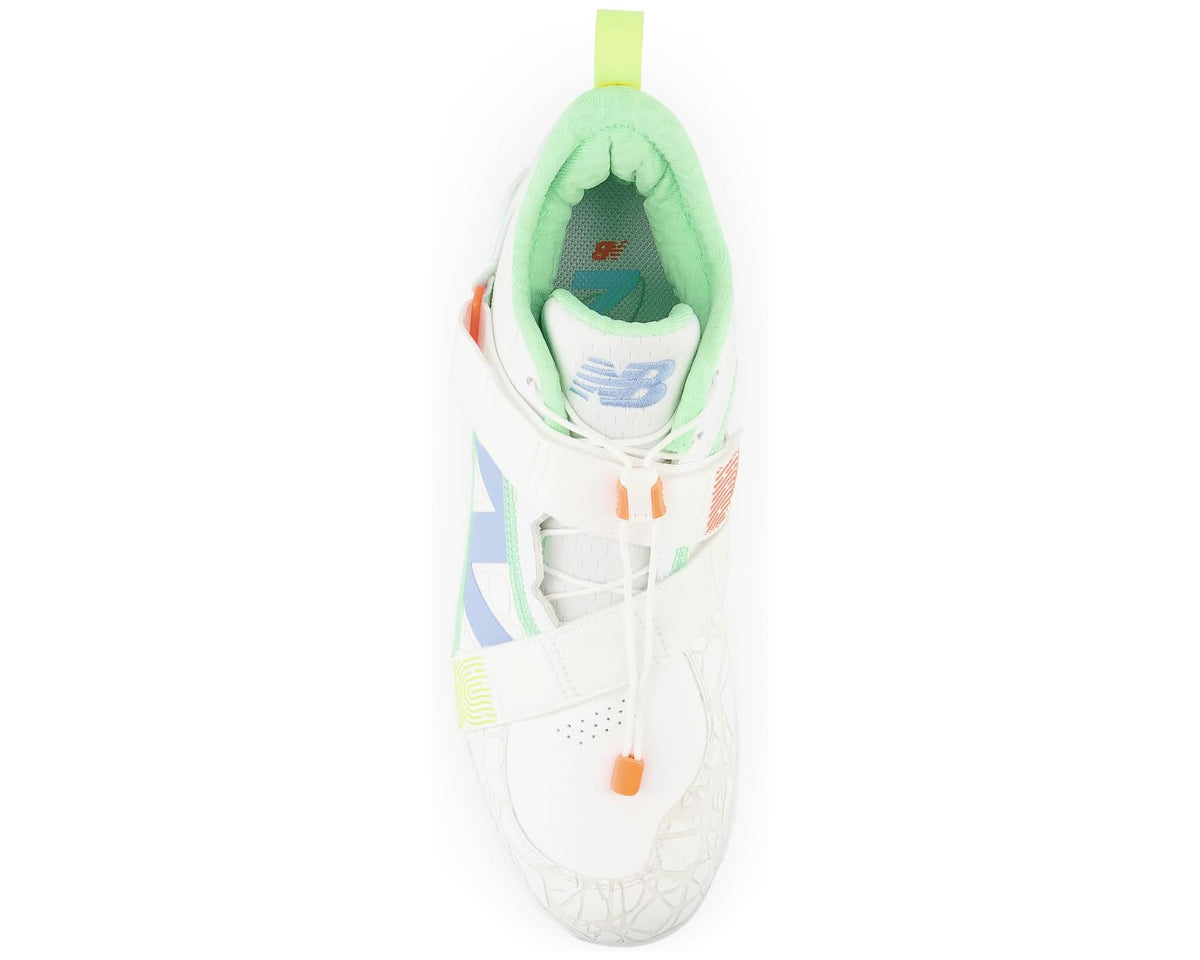 Men's New Balance FuelCell Lindor v2 Metal Baseball Cleats Optic White/Neon Dragonfly