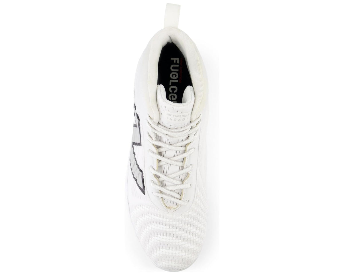 Men's New Balance FuelCell 4040 v7 Mid-Metal Baseball Cleats Optic White/Raincloud