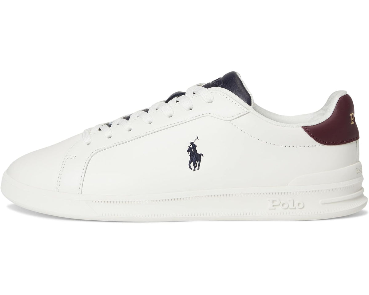 Men's Polo Ralph Lauren Heritage Court II Nappa Leather Sneakers Off-White/Navy/Wine