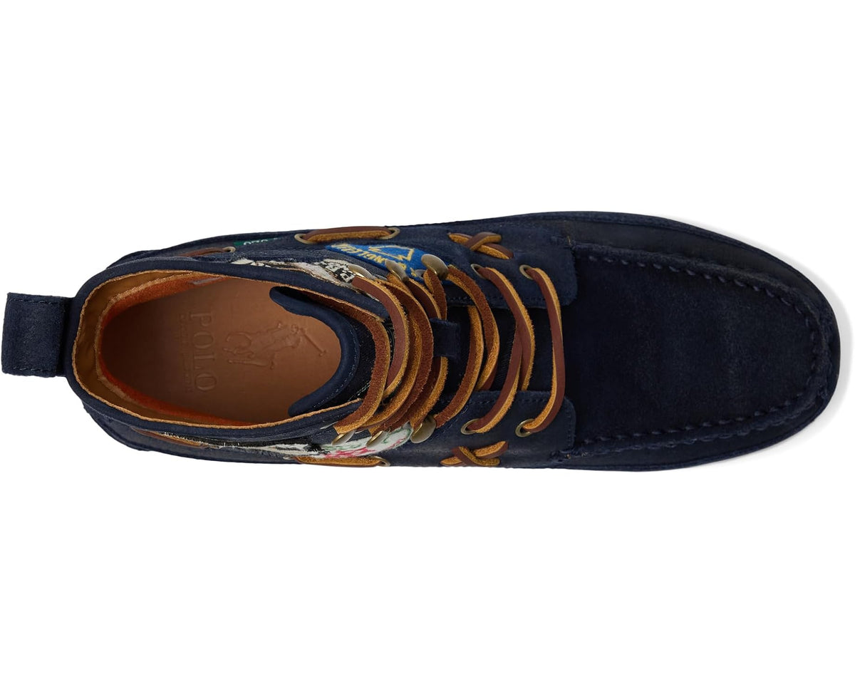 Men's Polo Ralph Lauren Ranger Mid Suede & Twill Boots Hunter Navy