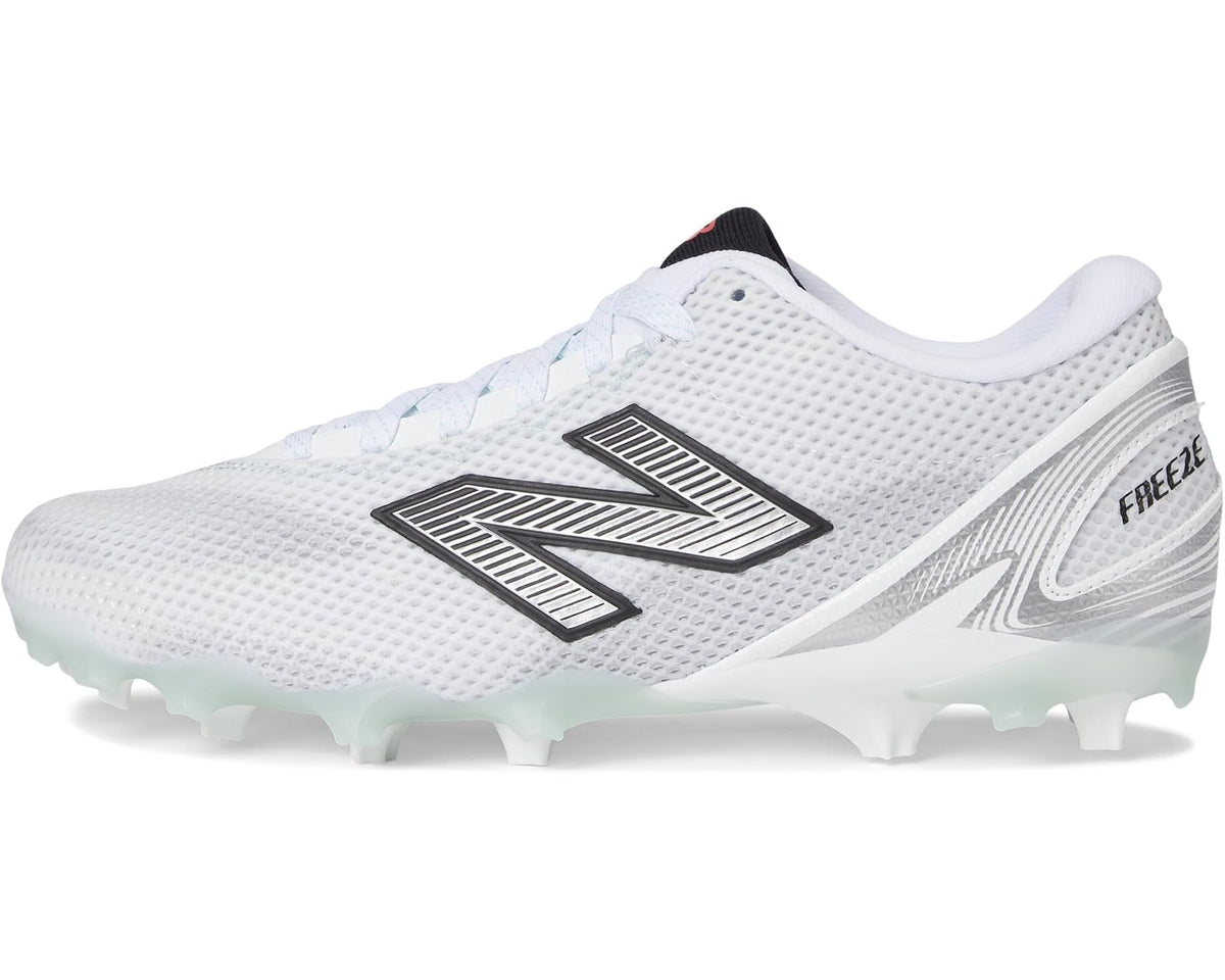 Men's New Balance FreezeLX V5 Low Lacrosse Cleats White/Black/Silver Metallic