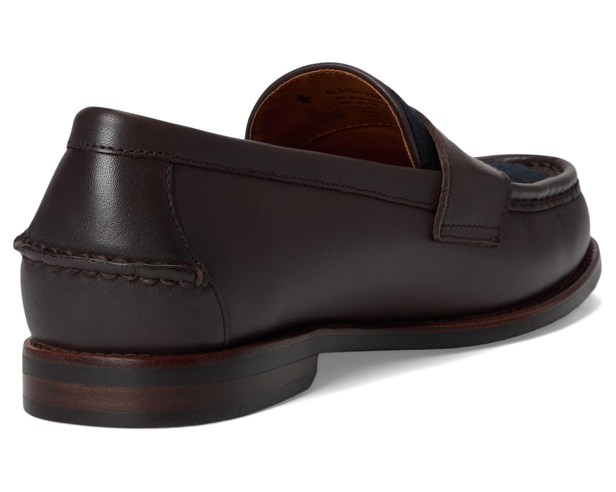 Men's Polo Ralph Lauren Alston Leather & Plaid Wool Penny Loafers Dark Brown/Blackwatch