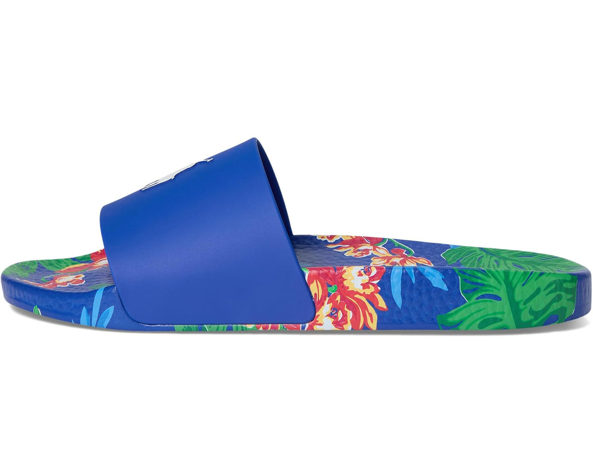 Men's Polo Ralph Lauren Floral-Print Slides Tropical Royal