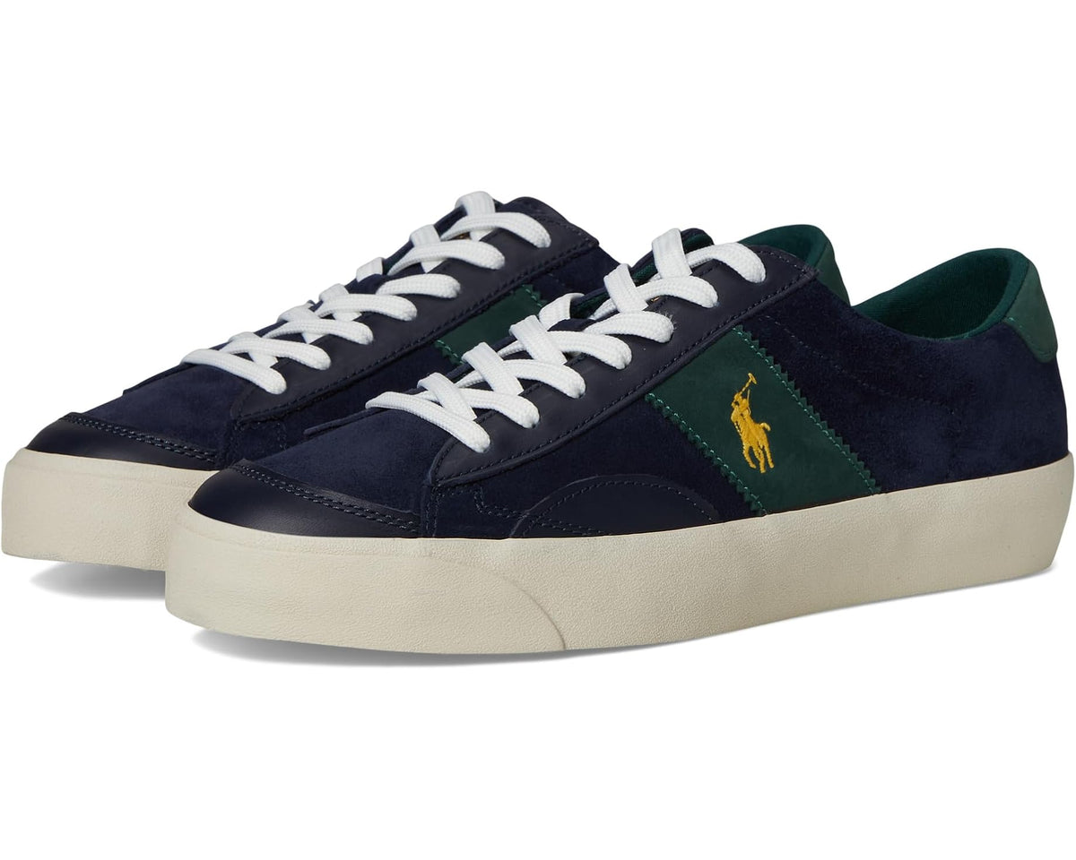 Men's Polo Ralph Lauren Suede Leather-Sayer Sport-Sneakers-Low Top Lace Navy/Forest