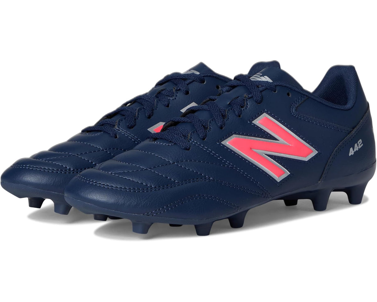 Men's New Balance 442 Academy FG V2 Soccer Cleats NB Navy/Silver/Energy Red