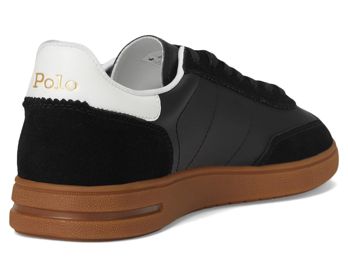 Men's Polo Ralph Lauren Bedford Leather-Suede Sneakers Black/White