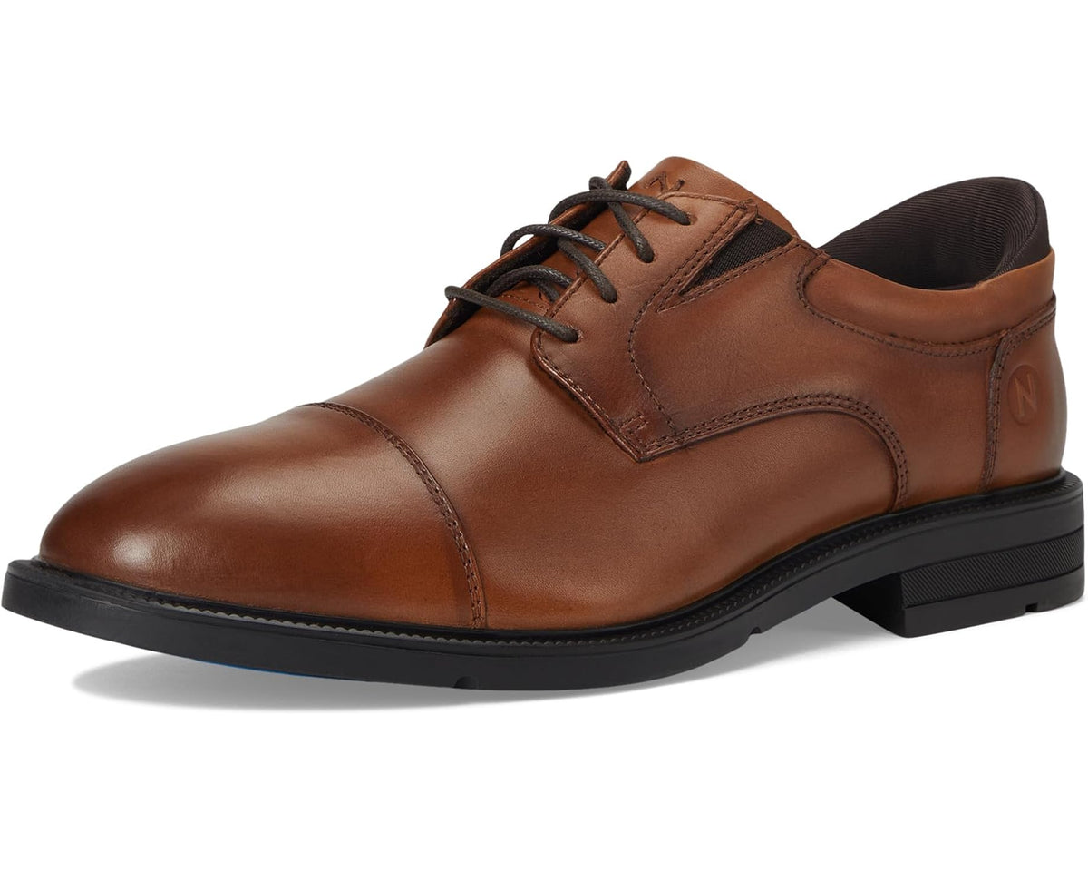 Men's Nunn Bush Kore Icon Cap Toe Oxford Easy-on Easy-off Dress Casual Shoe Cognac