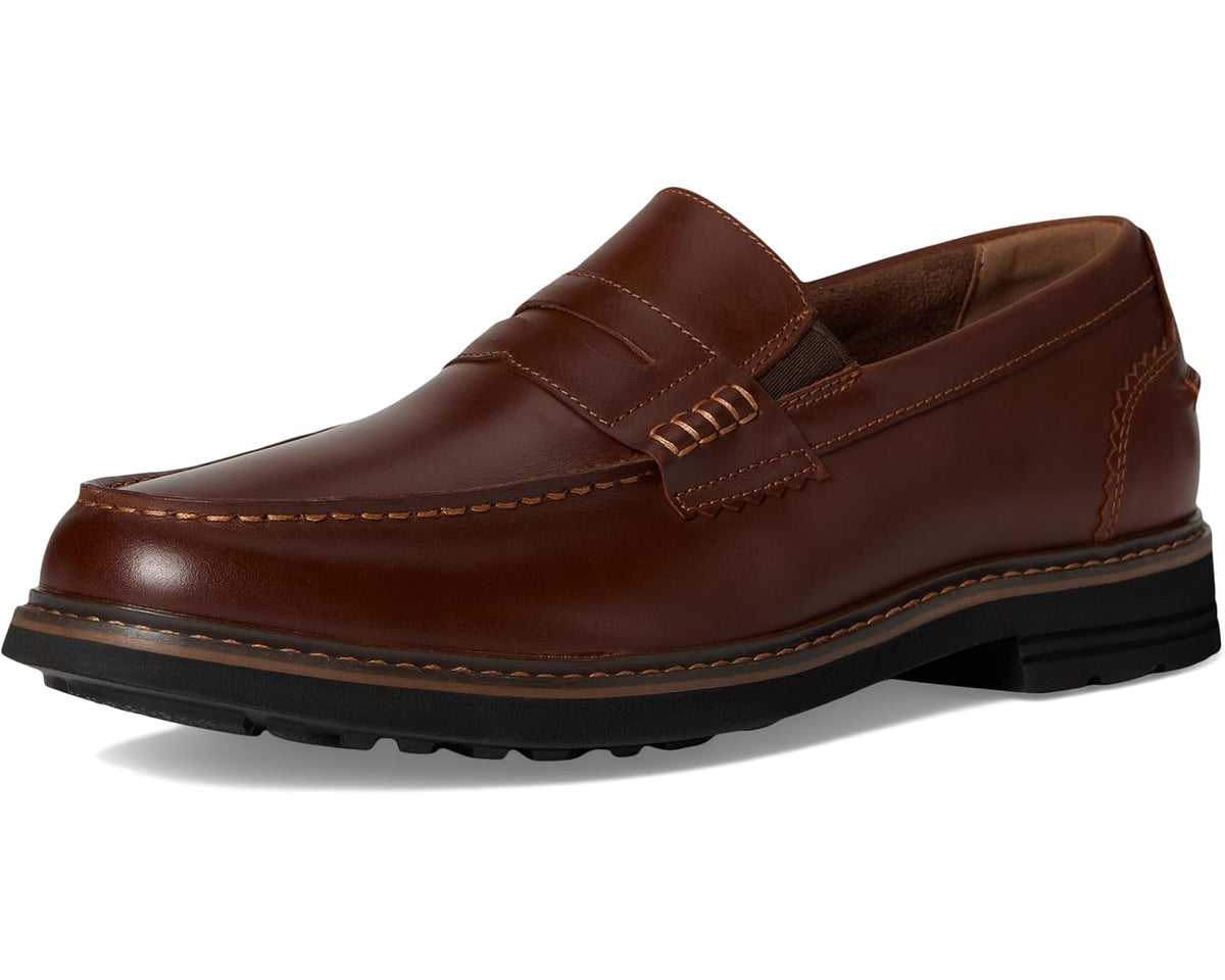 Men's Nunn Bush Odin II Moc Toe Penny Loafer Lightweight and Comfortable Slip-On Cognac