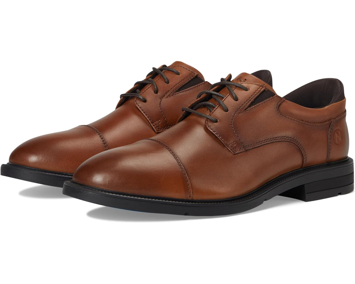 Men's Nunn Bush Kore Icon Cap Toe Oxford Easy-on Easy-off Dress Casual Shoe Cognac