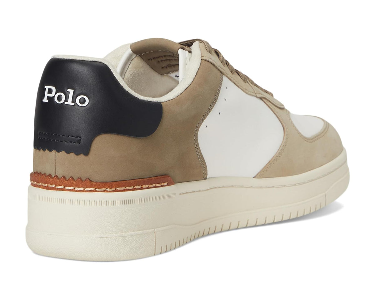 Men's Polo Ralph Lauren Masters Court Nubuck & Leather Sneakers Deckwash White/Tonal Milkshake