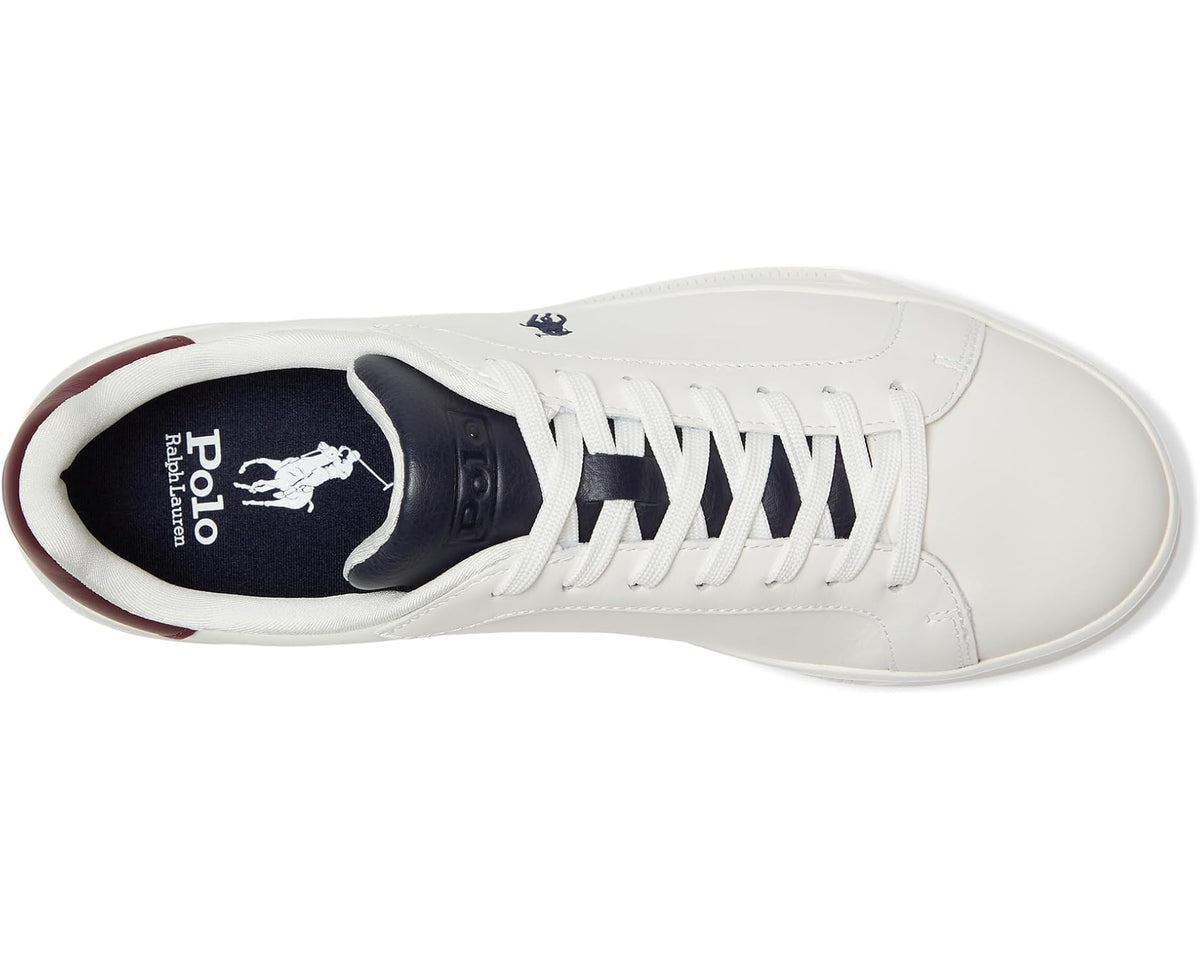 Men's Polo Ralph Lauren Heritage Court II Nappa Leather Sneakers Off-White/Navy/Wine