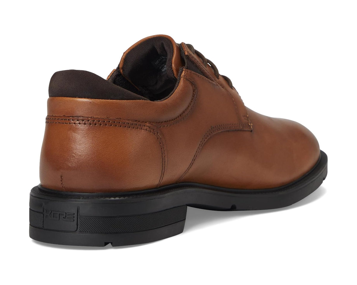 Men's Nunn Bush Kore Icon Plain Toe Oxford Easy On Easy Off Dress Casual Shoe Cognac