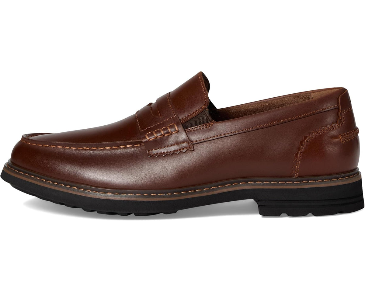 Men's Nunn Bush Odin II Moc Toe Penny Loafer Lightweight and Comfortable Slip-On Cognac