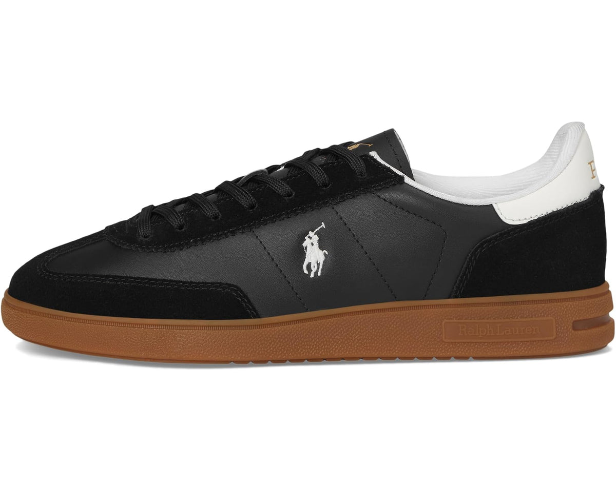 Men's Polo Ralph Lauren Bedford Leather-Suede Sneakers Black/White