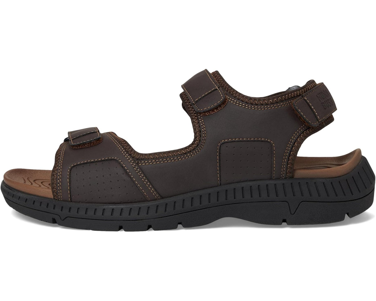 Men's Nunn Bush Laguna 3 Strap River Sandal Lightweight Adjustable and Comfortable Brown