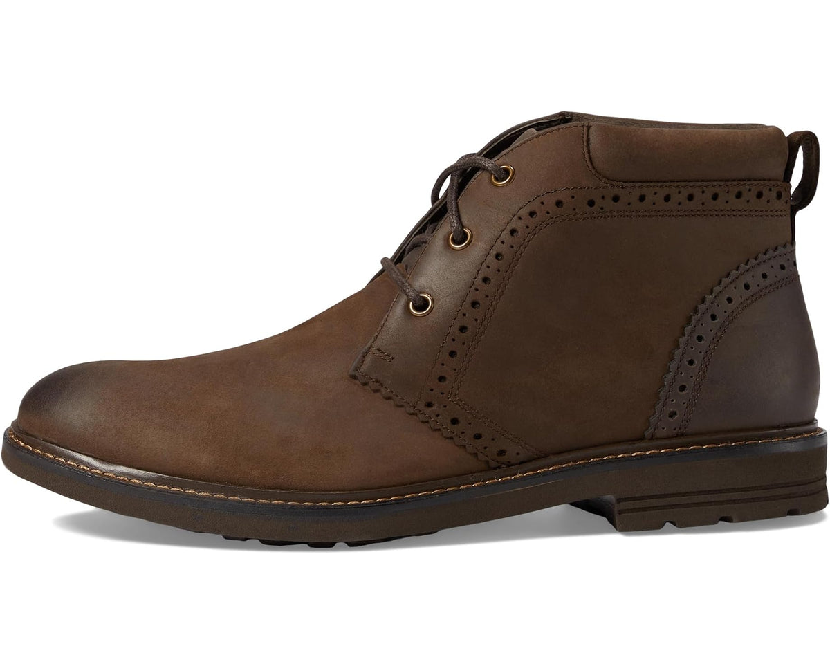 Men's Nunn Bush Ozark 2.0 Plain Toe Chukka Leather Boots Brown